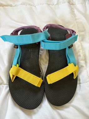 Teva Sandals Size 7 | Multicolor Yellow Blue Purple Sport Sandals